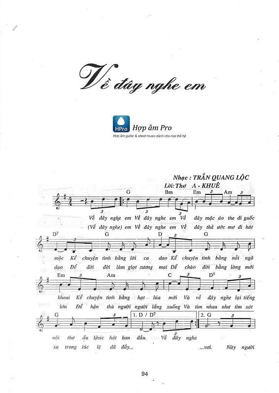 Ve day nghe em - sheet