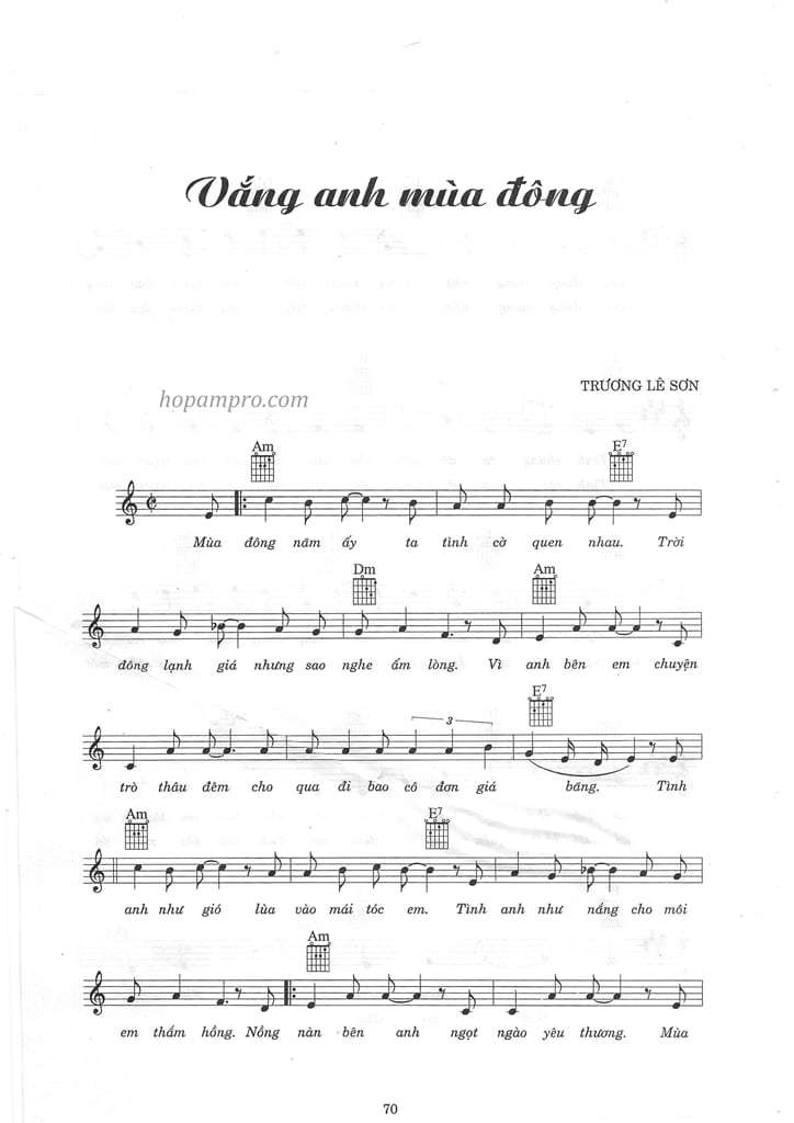 Vang anh mua dong - sheet