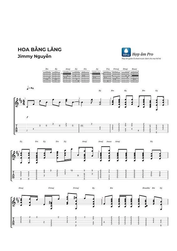 Hoa bang lang - Jimmii Nguyen - sheet