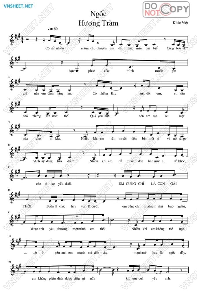 sheet music Ngoc - Huong Tram