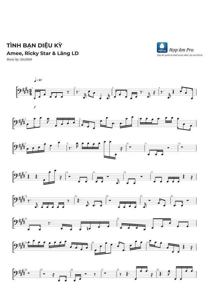 Tinh ban dieu ky - Sheet music