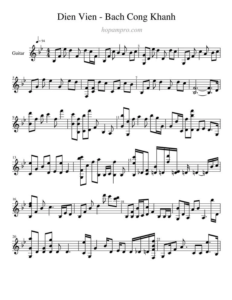 Dien vien - Bach Cong Khanh - sheet