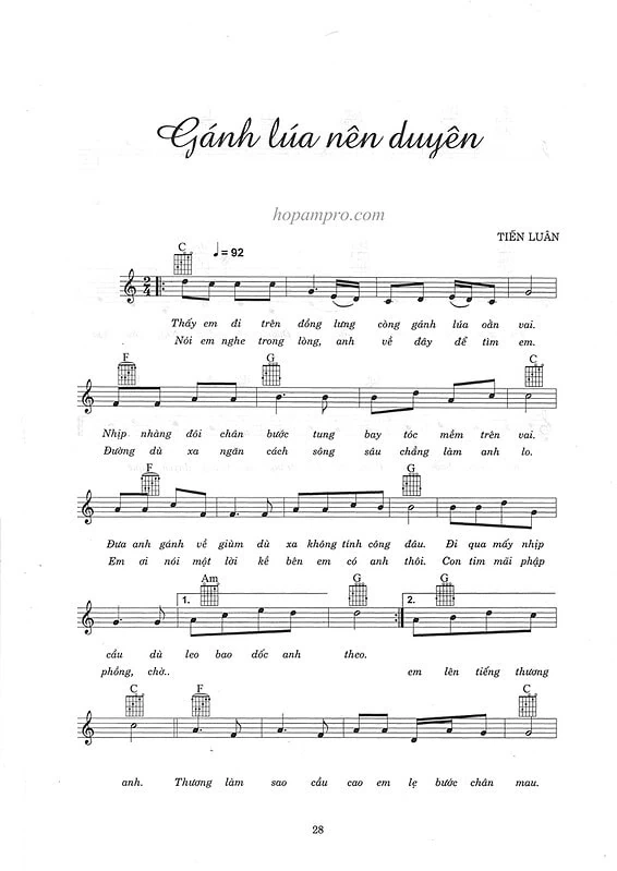 Ganh lua nen duyen - sheet