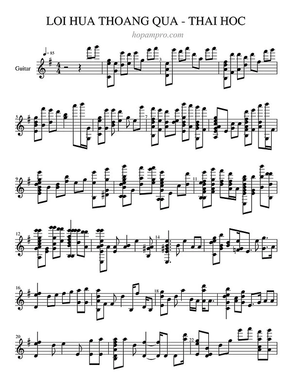 Loi hua thoang qua - sheet