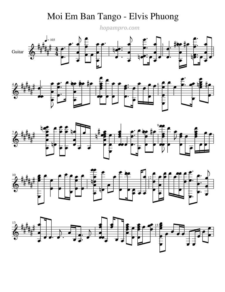 Sheet Mời em bản tango