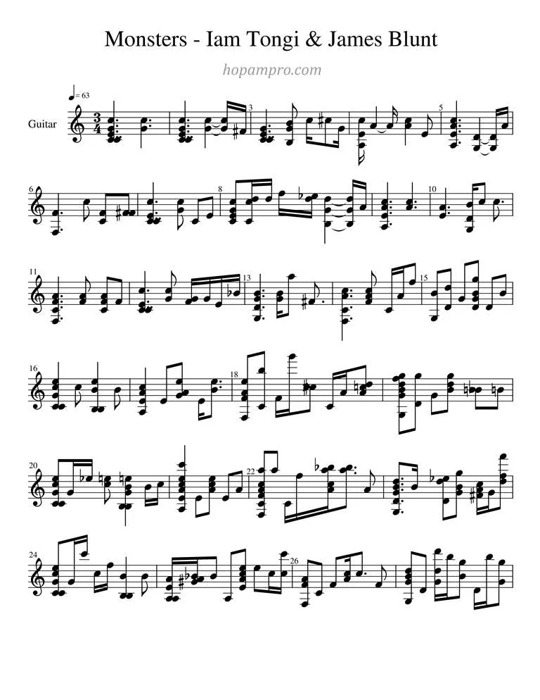 Monsters_-_Iam_Tongi_&_James_Blunt - sheet