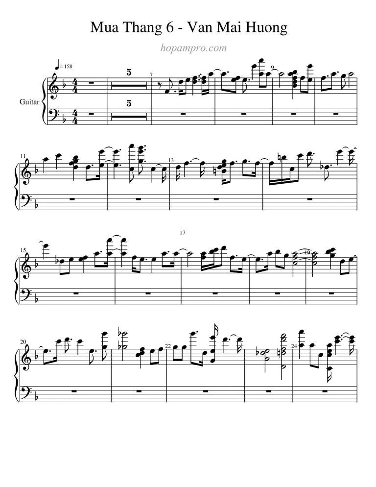 Mua thang 6 - Van Mai Huong - sheet music