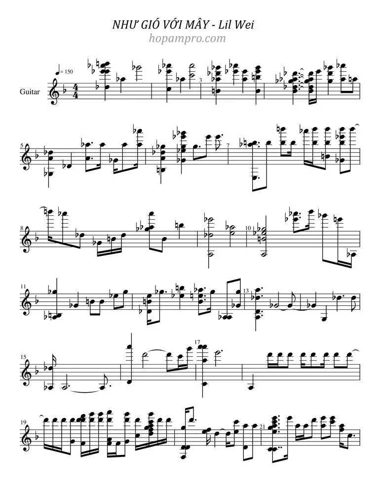Nhu gio voi may (剑魂) - sheet
