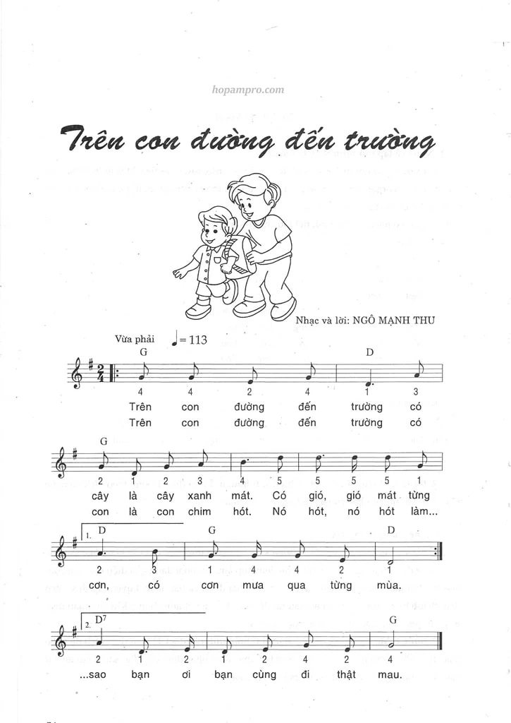 Sheet nhạc Con đường đến trường