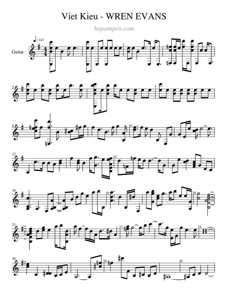 Viet kieu - WREN EVANS - sheet