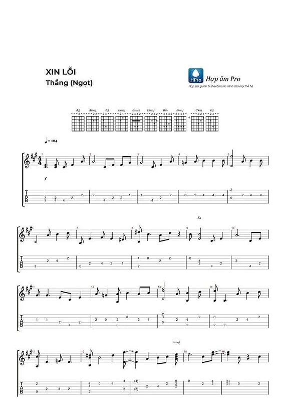 Xin loi - sheet