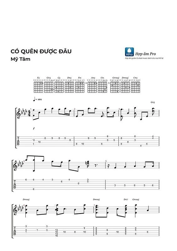 Co quen duoc dau - My Tam - sheet