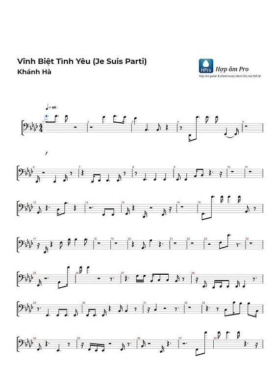 Vinh biet tinh yeu - Khanh Ha - sheet