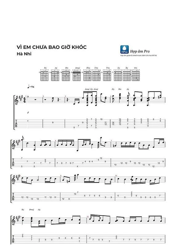 Vi em chua bao gio khoc - sheet