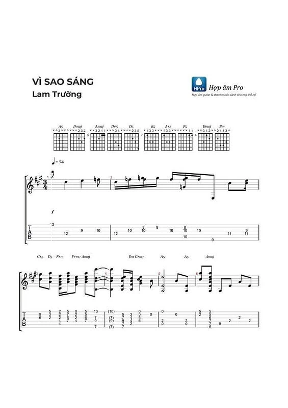 Vi sao sang - Lam Truong - sheet