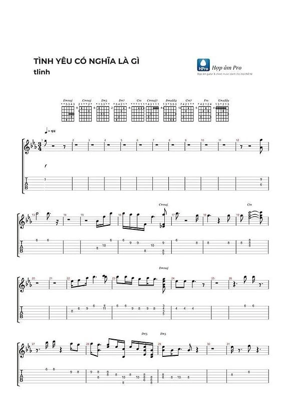 Tinh yeu co nghia la gi - tlinh - sheet